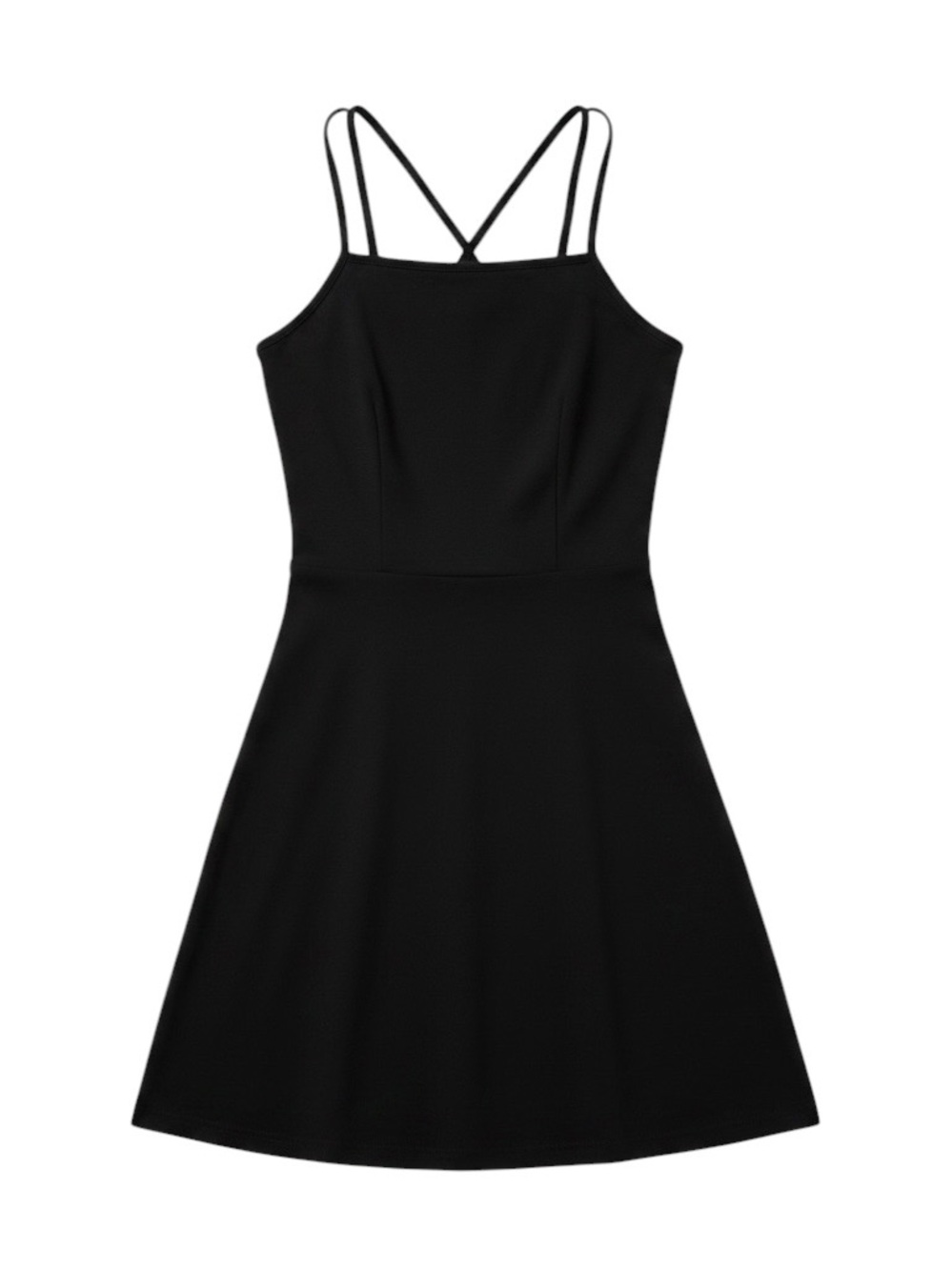 Pact Fit & Flare Strappy Mini Dress in Black NWT Size Small